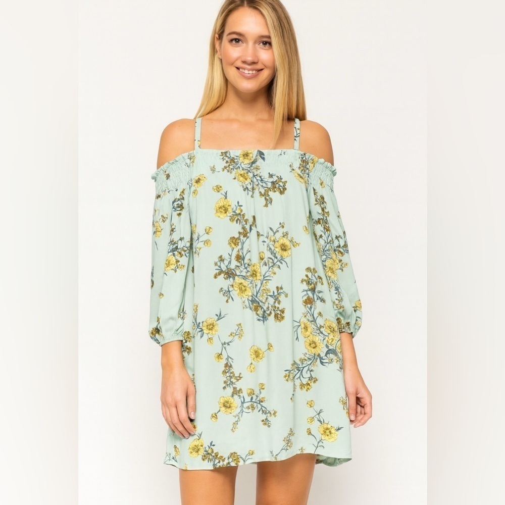 As You Wish Medium Green Yellow Blue Tunic Dress